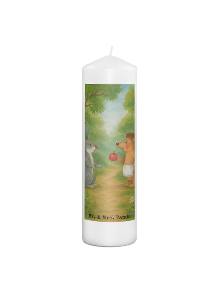 Kerze Hase Igel Design ohne Spruch in Weiß