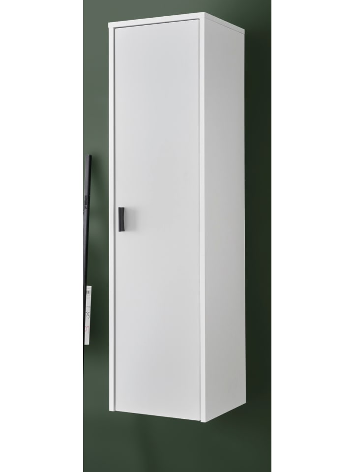 Hängeschrank weiß matt, Eiche 33 cm für Wohn- und Esszimmer mit Soft-Close