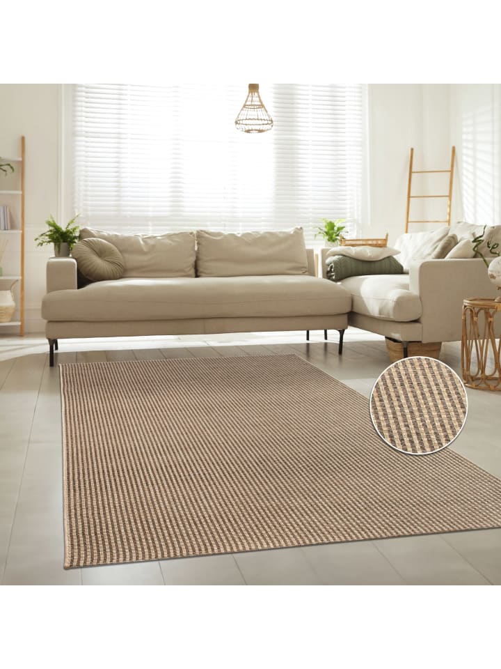 Teppich Kurzflor Unifarben Wohnzimmer schmutzabweisend in Beige