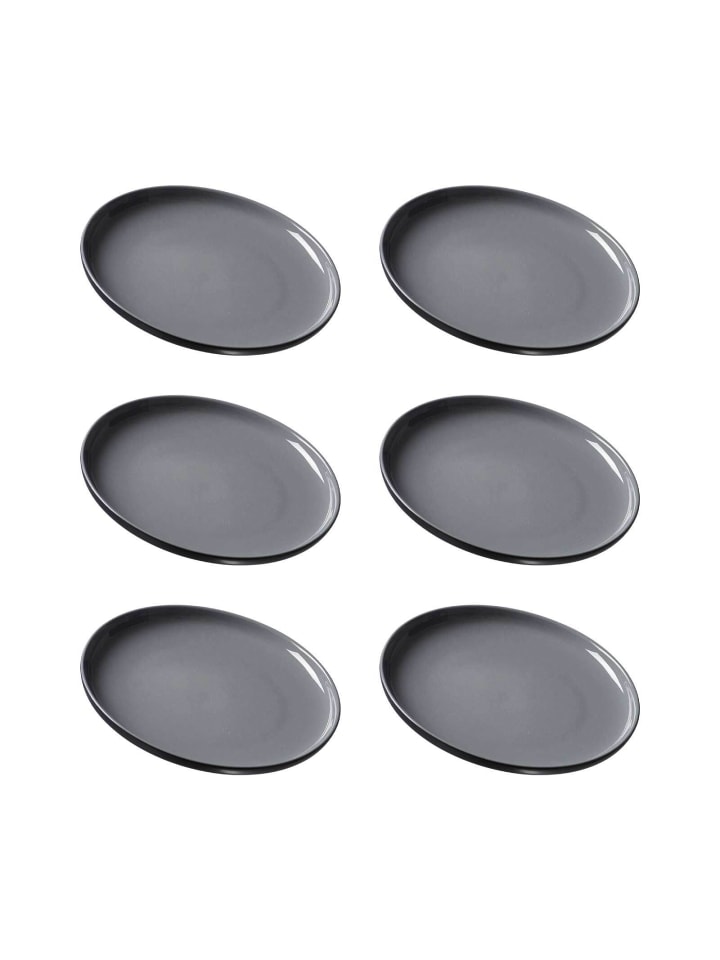 6er Set Dessertteller Jasper in Schwarz ø 19.0 cm