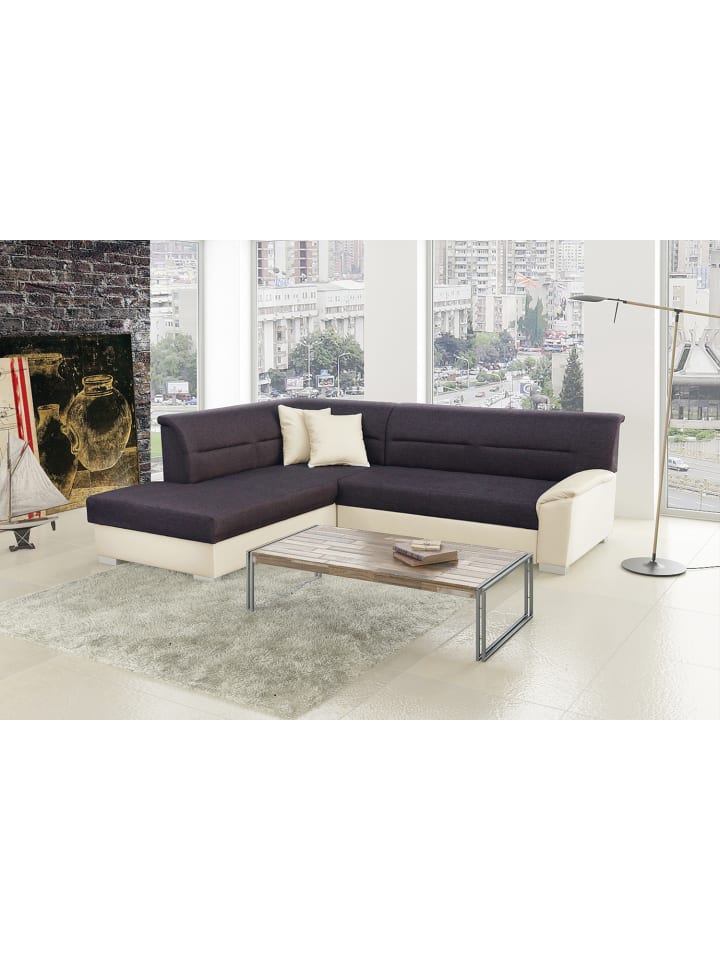 Bergamo Recamiere Links in Grau - (L) 214 x (B) 247 x (H) 83 cm