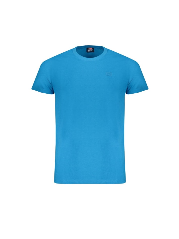 Blau Baumwolle Herren T-Shirt