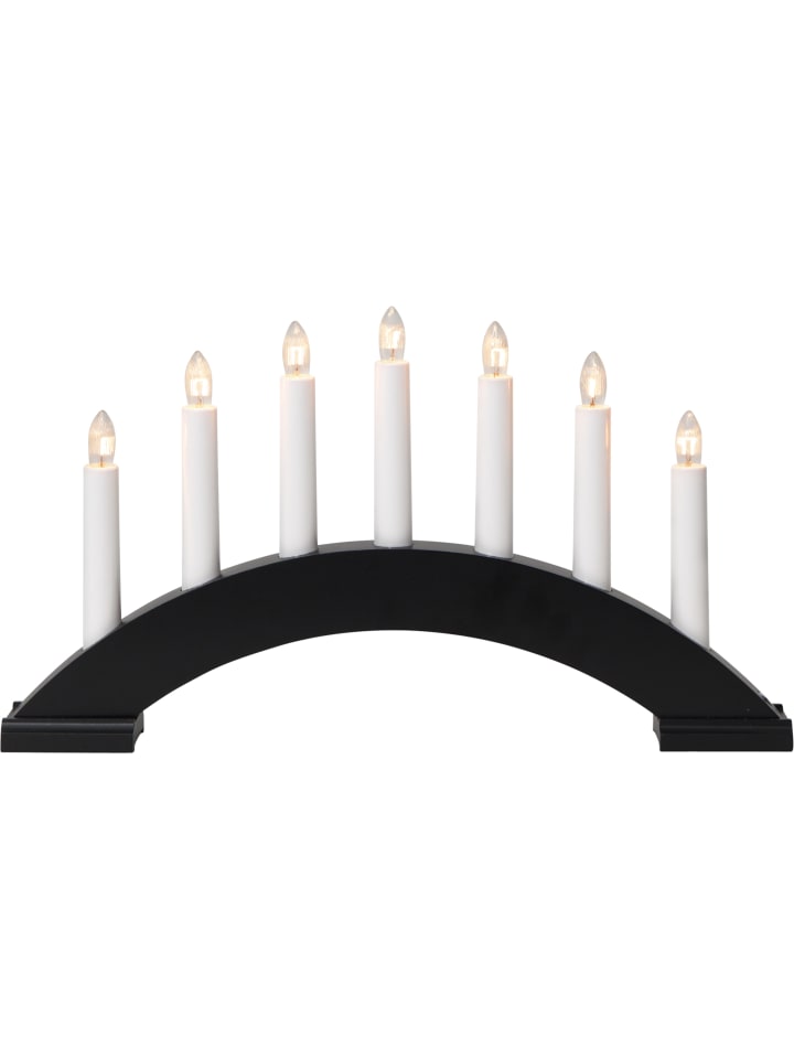 Schwarzer Lichterbogen ,Bea' aus Holz, 7-flammig, E10 Leuchtmittel, st