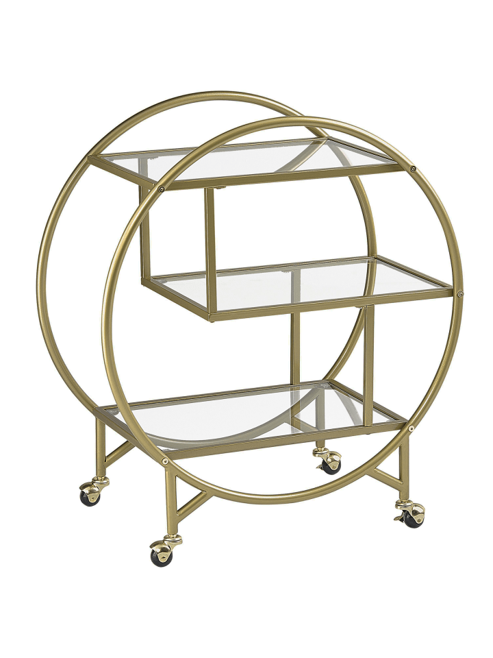 Servierwagen COLTON in Gold/Transparent - (W) 38 x (H) 79 x (L) 70 cm