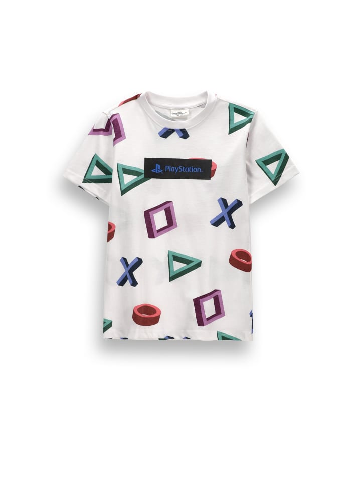 Baumwoll-T-Shirt mit kurzen Ärmeln in weiß