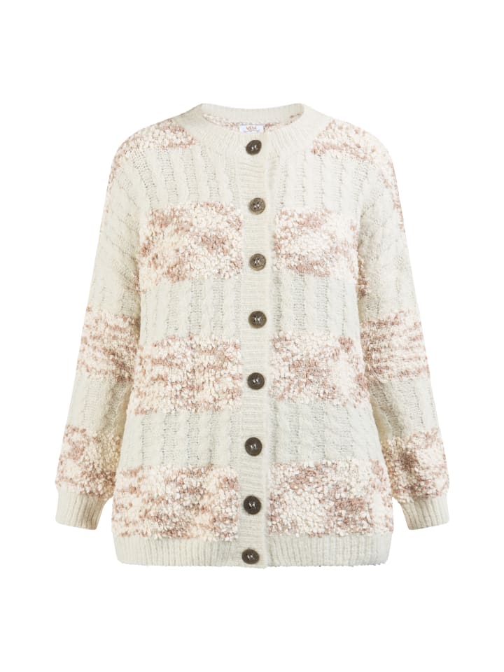 Damen Damen Strickjacke Mit Knöpfen in Creme Mehrfarbig
