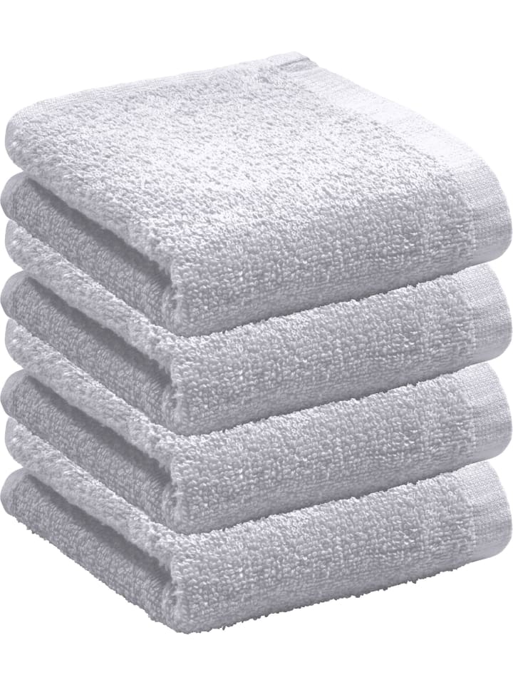 Frottier, Leichtfrottier Gästetuch 4er-Pack Oceanside in silber