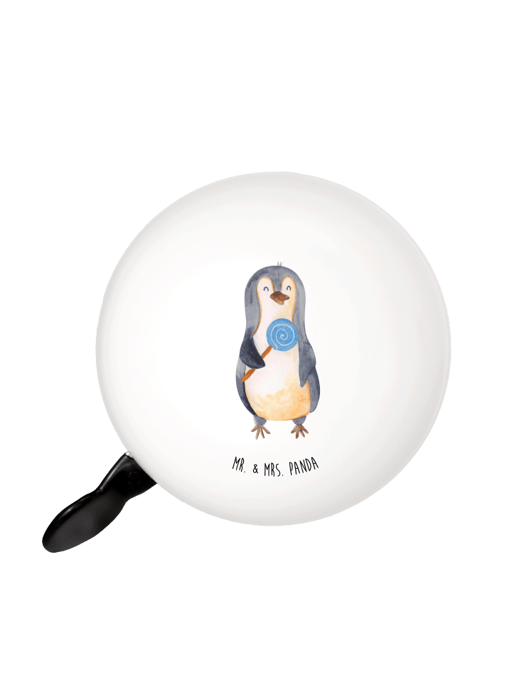 Fahrrad Klingel Pinguin Lolli ohne Spruch in Weiß