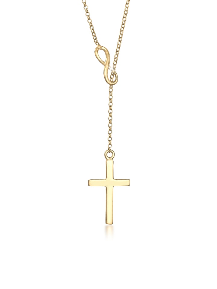 Halskette 925 Sterling Silber Infinity, Kreuz in Gold