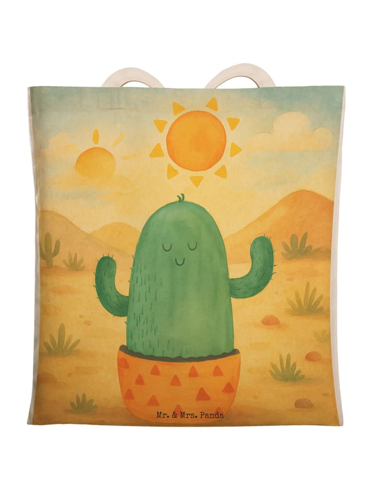 Schultertasche Kaktus Sonne Design ohne Spruch in Weiß