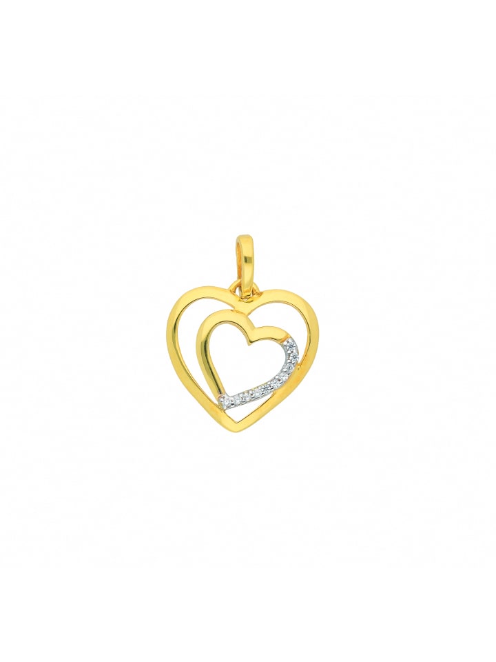 Damen 333 Gold Anhänger Herz mit Zirkonia in gold