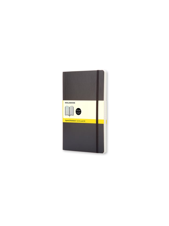 Notizbuch mit weichem Einband, 70g-Papier, Kariert "Classic" in Schwarz