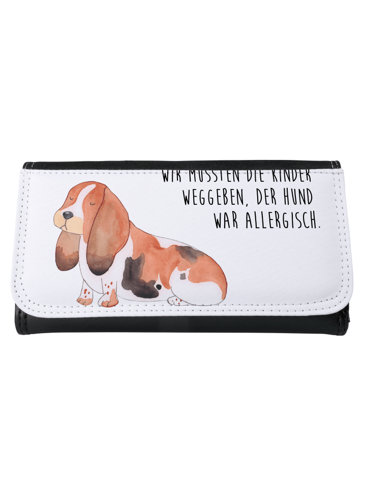 Portemonnaie Hund Basset Hound mit Spruch in Weiß