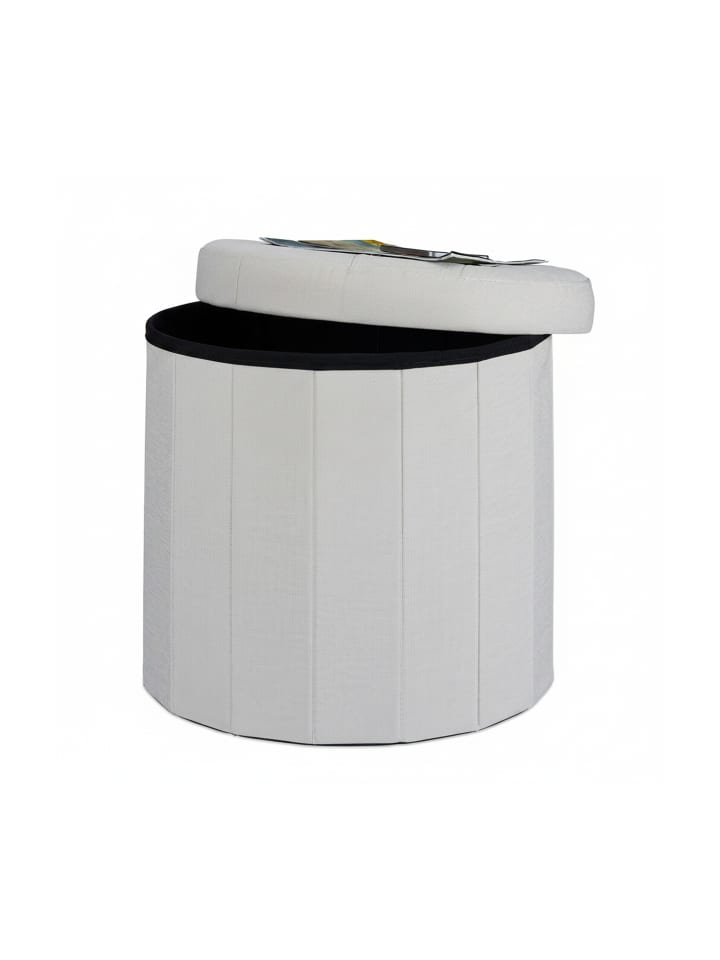 Sitzhocker in Creme - (H)43 x Ø 45 cm