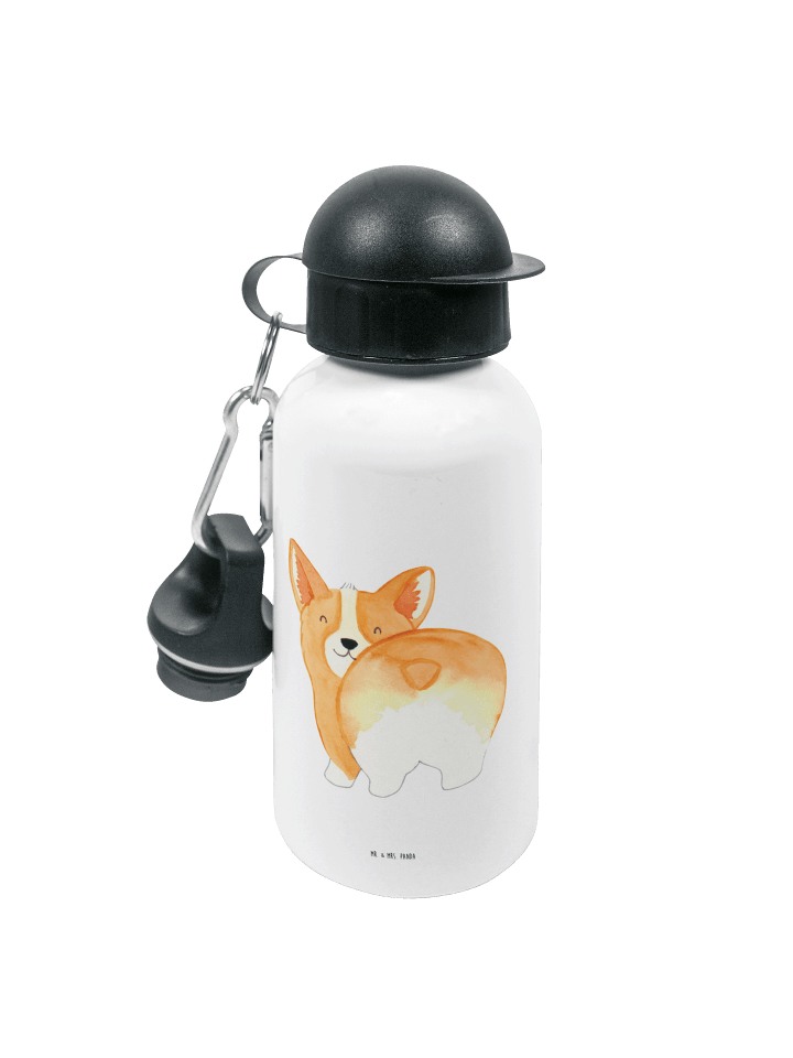 Trinkflasche Corgi Po ohne Spruch in Weiß