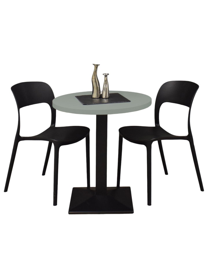 BARTISCH rund Elanur 70 cm schwarz matt/Pinie green matt lack