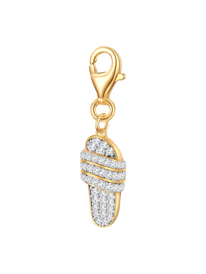Charm Sandale aus Sterling Silber mit Zirkonia in gelbgold