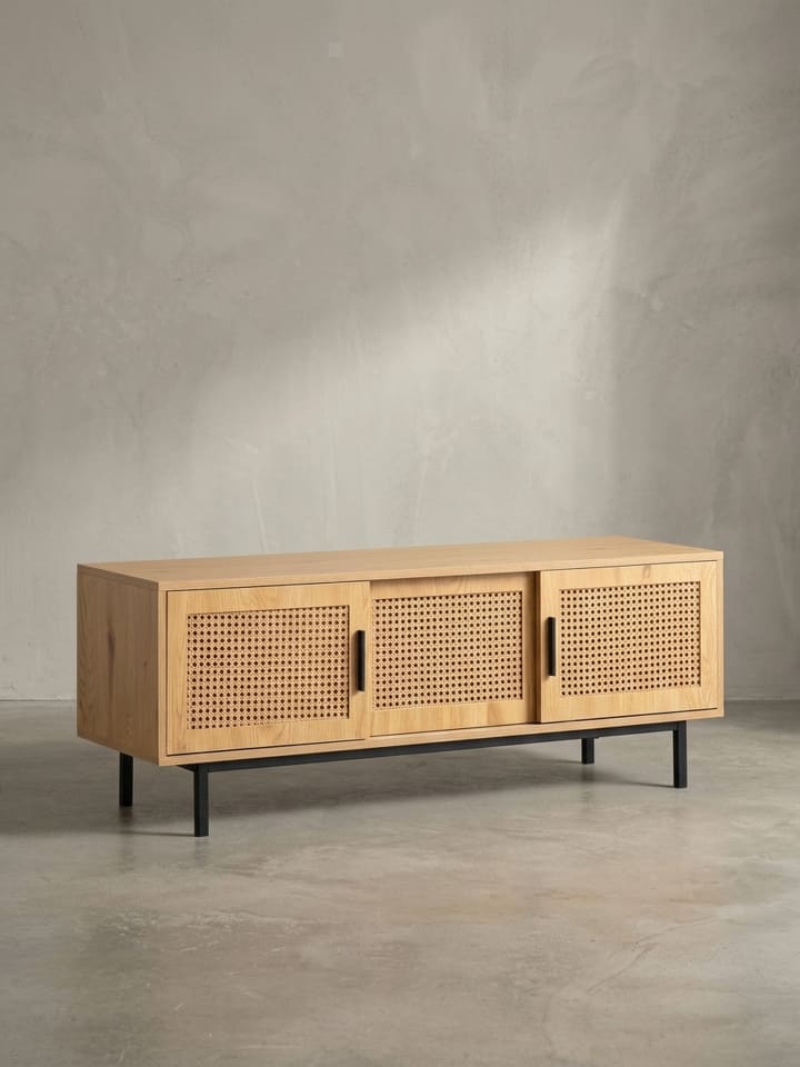 Lowboard Eiche-Dekor mit Wiener Geflecht 120x45,5x40 cm TV-Kommode