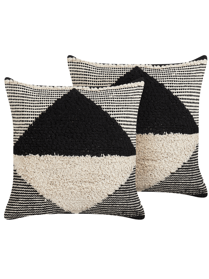 2er-Set Dekokissen KHORA in Schwarz/Beige