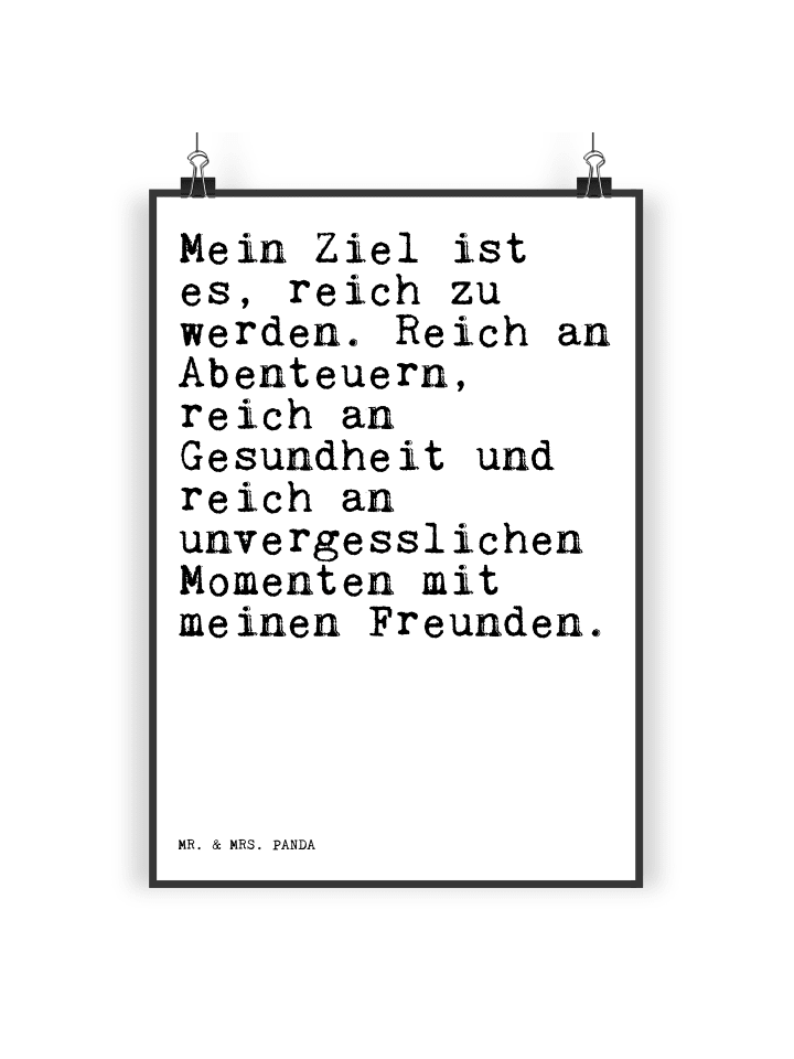 Kunstdruck Mein Ziel ist es,... mit Spruch in Weiß