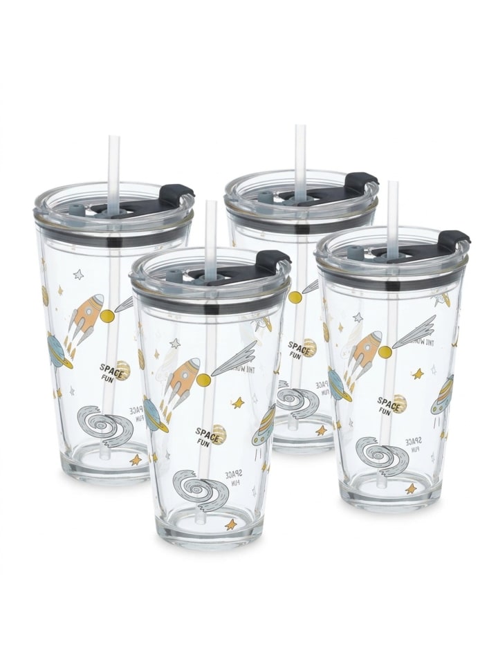4 x Kinderglas "Weltraum" in Transparent