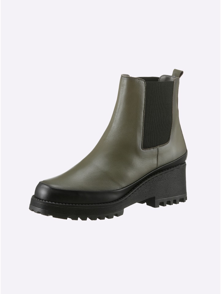 Stiefelette in khaki-schwarz