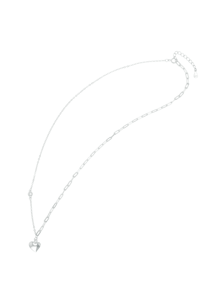 Damen Halskette mit Anhänger – Herz aus 925 Silber in silber