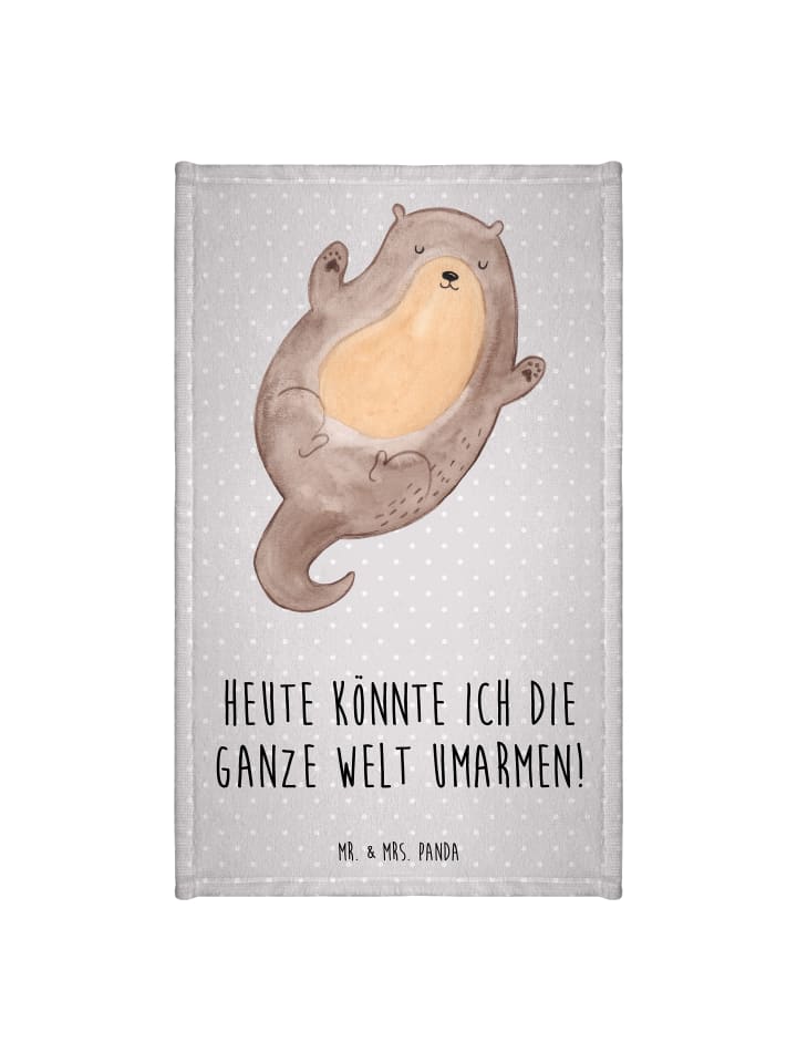 Gästehandtuch Otter Umarmen mit Spruch in Grau Pastell