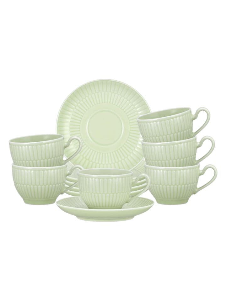 6er Set Espressotassen mit Untertassen Amina in Seladon 100 ml
