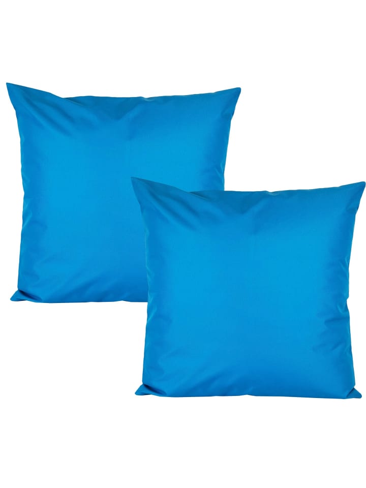 2er Set Outdoor Kissenhülle 45x45cm Uni in Meerblau