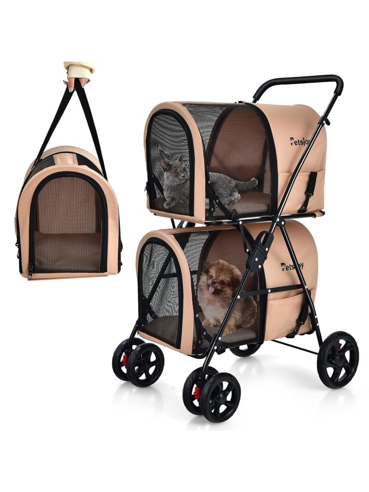2 Etagen Hundewagen in Beige