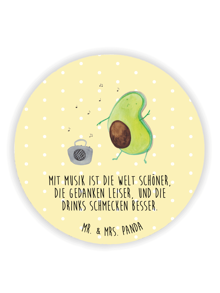 whiteboardmagnet Avocado Tanzen mit Spruch in Gelb Pastell