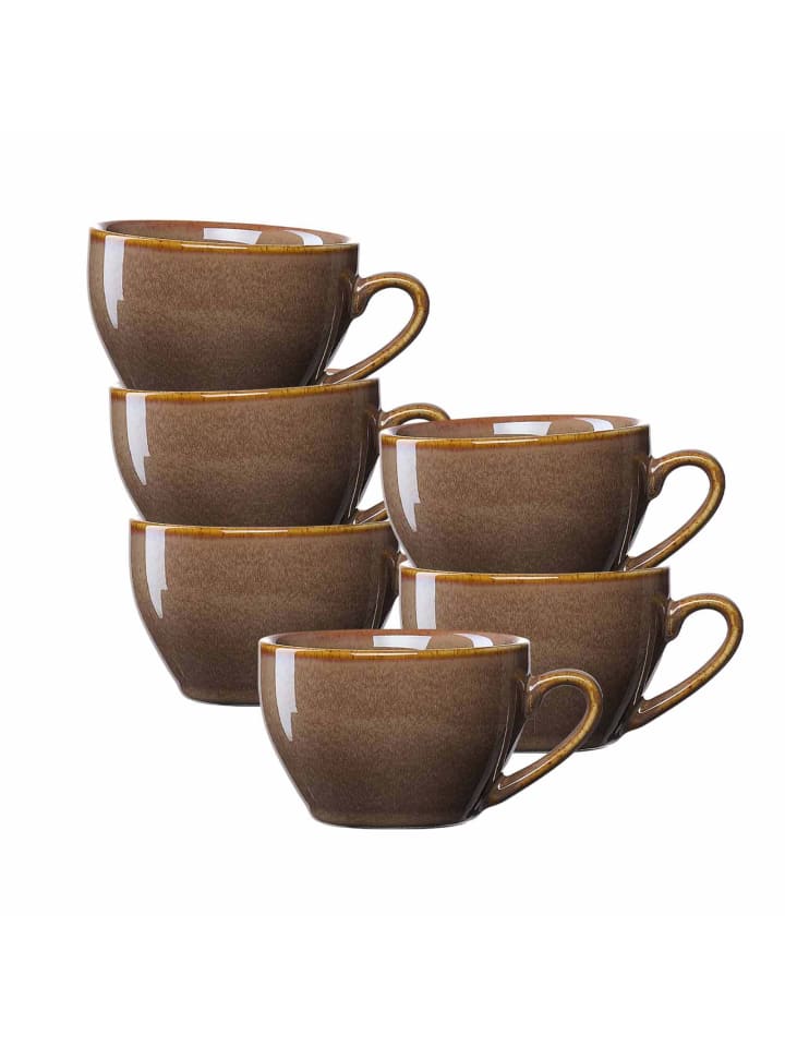 6er Set Kaffeetassen Sahara in Dunkelbraun 230 ml