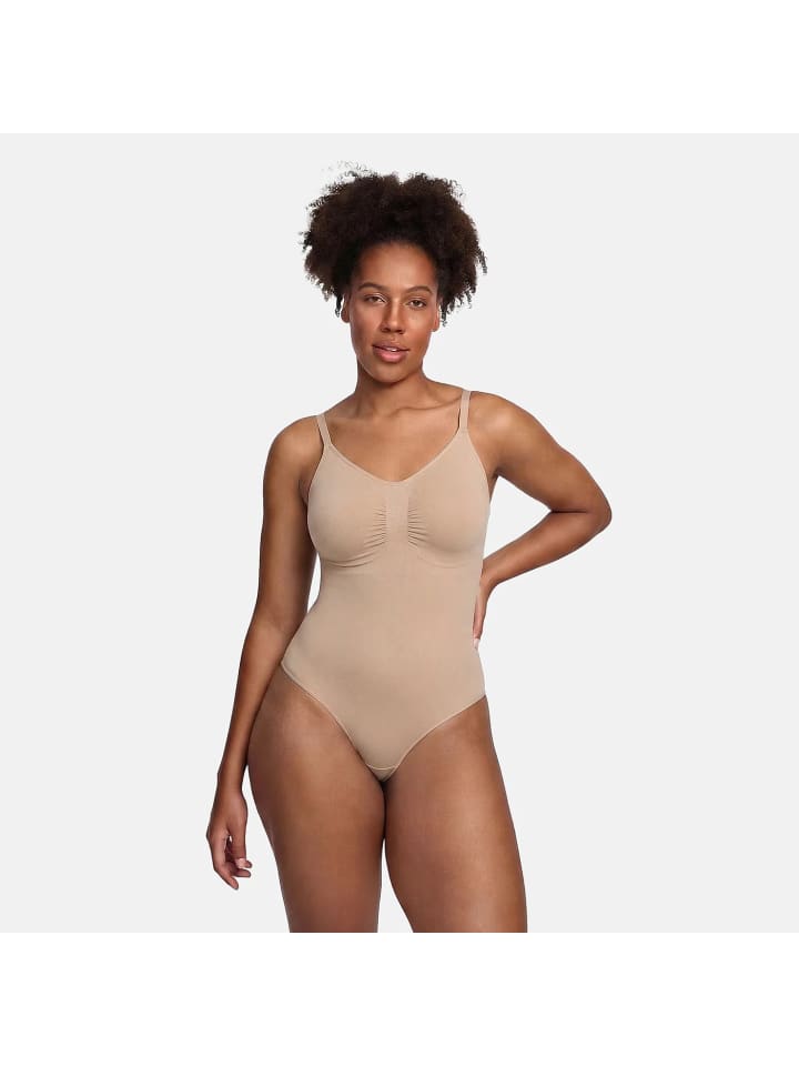 Figurformender Body mit Slip in Beige