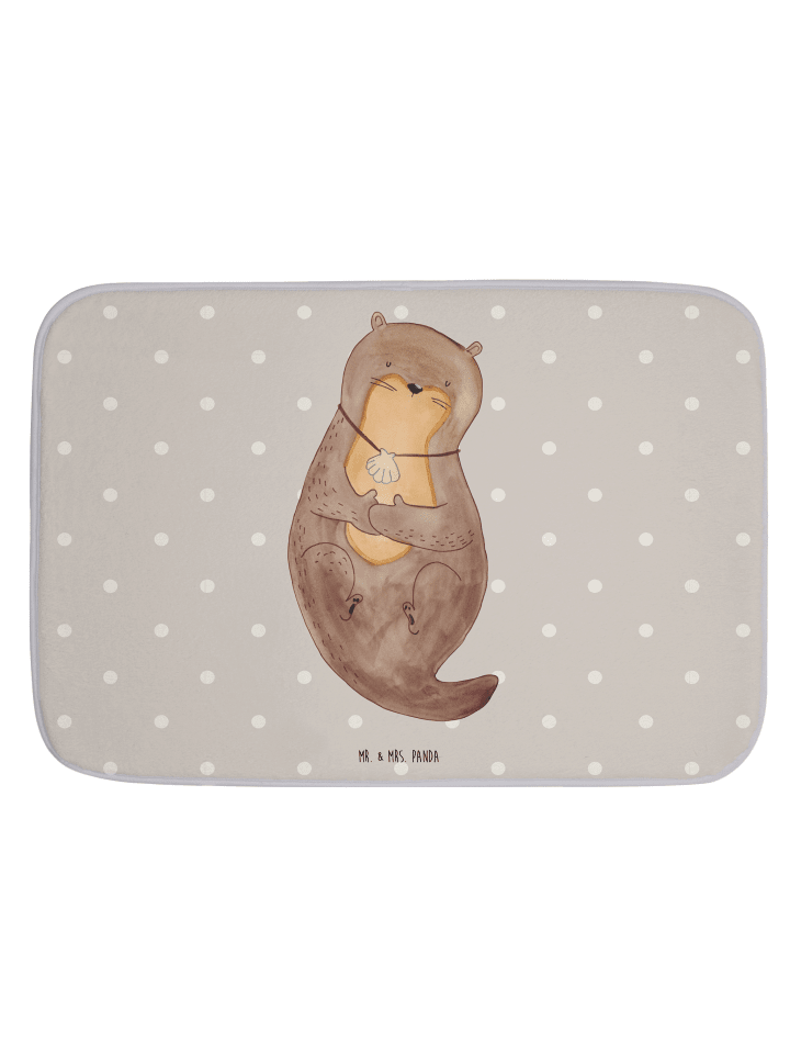 Badezimmerteppich Otter Muschel ohne Spruch in Grau Pastell