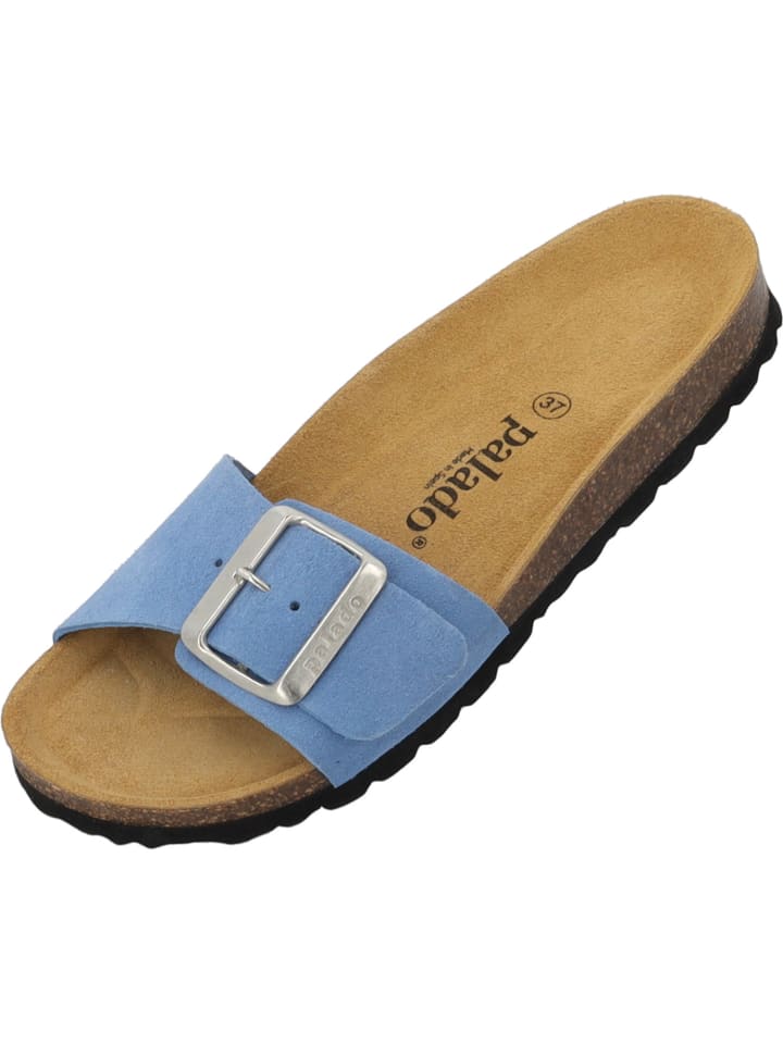 Pantoletten Malta EGS Velours Premium Leather in Hellblau