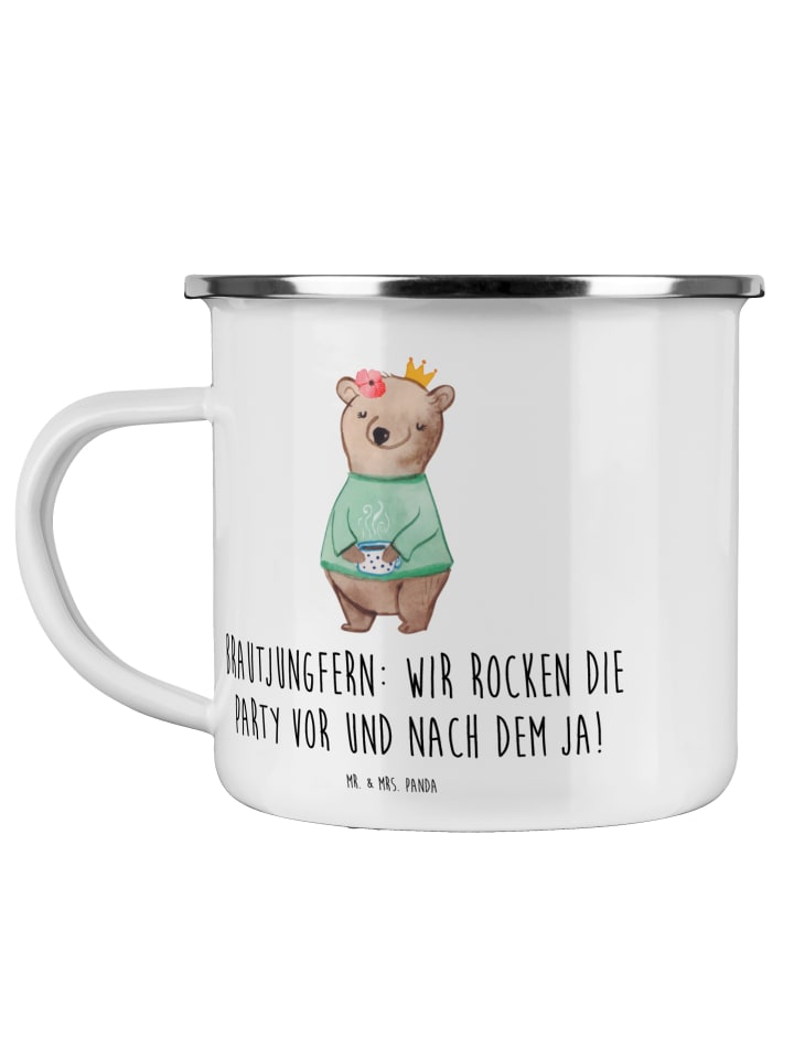 Trinkbecher Brautjungfern Party mit Spruch in Weiß