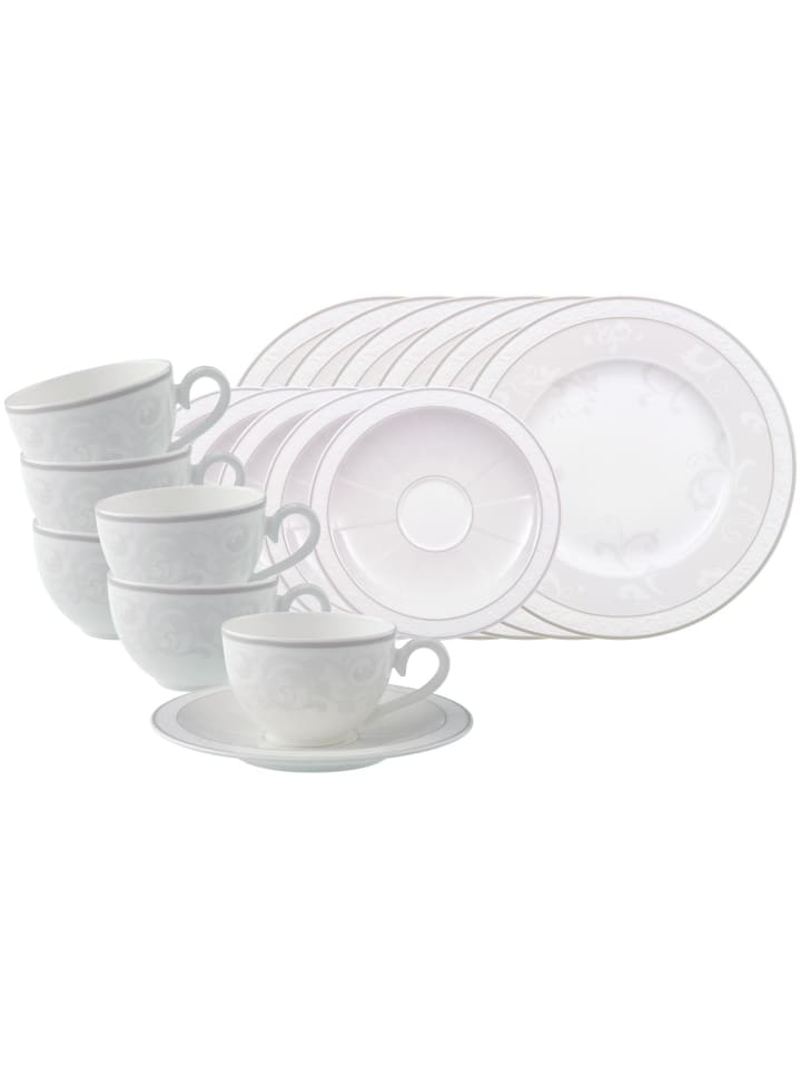 18-tlg. Kaffeeservice Gray Pearl in Weiß