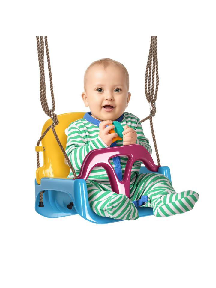 Kinderschaukel in Blau, Gelb & Lila 42L x 33B x 180H cm
