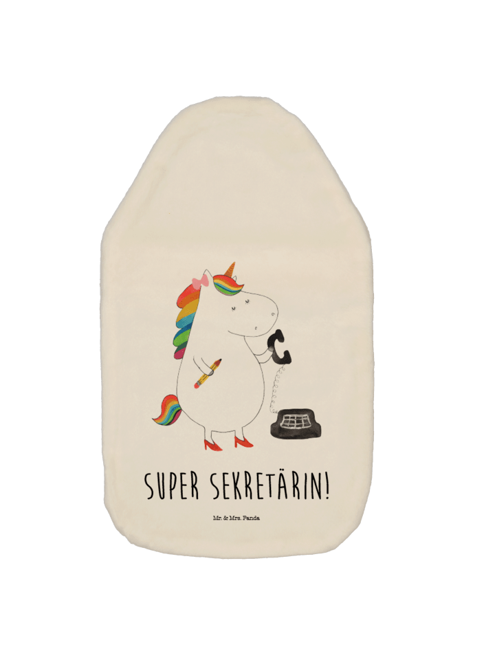 Wärmflasche Einhorn Sekretärin mit Spruch in Weiß