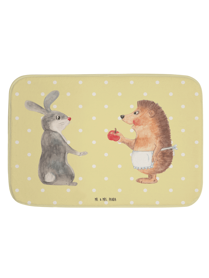 Badteppich Hase Igel ohne Spruch in Gelb Pastell