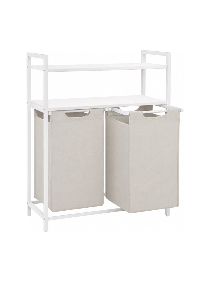 Wäschekorb in Weiß/ Beige - (B)73 x (H)93 x (T)33 cm