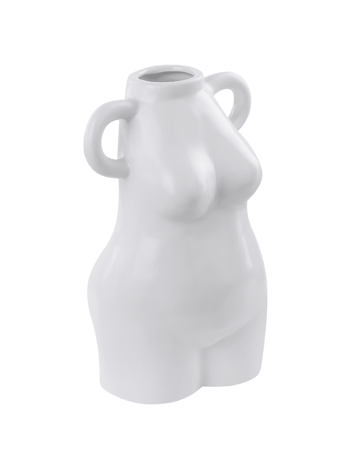 Blumenvase AIGIO in Weiß - (W) 14 x (H) 25 x (L) 14 cm