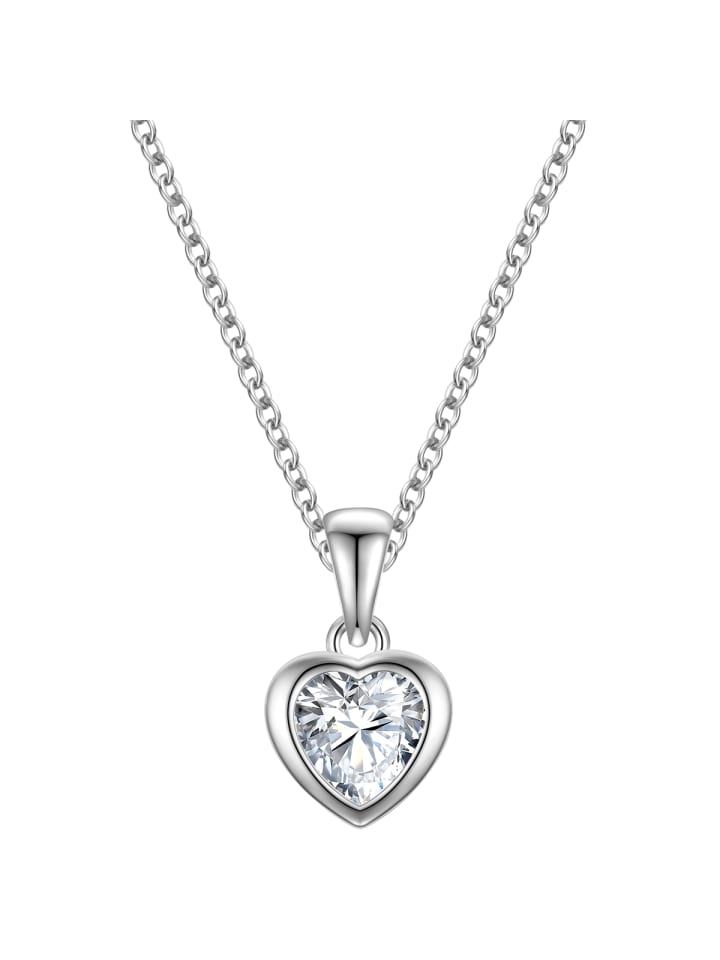 Halskette Herz aus Sterling Silber mit Zirkonia in silber