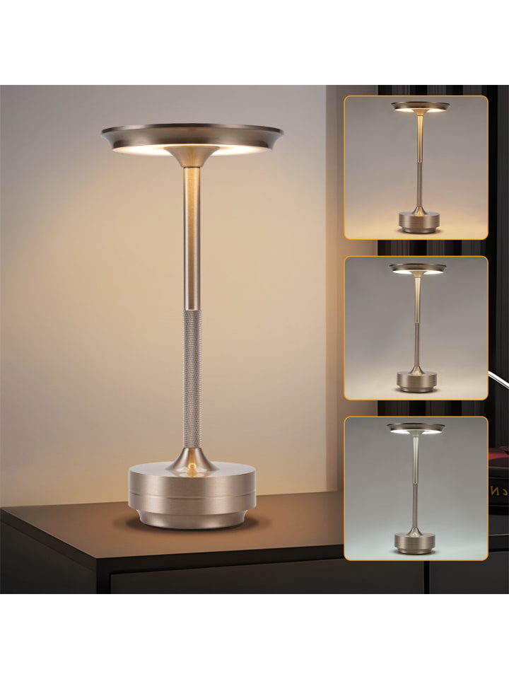 Tischleuchte LED in nickel Solarenergie 3600mhA Wiederaufladbar Touch Dimmbar