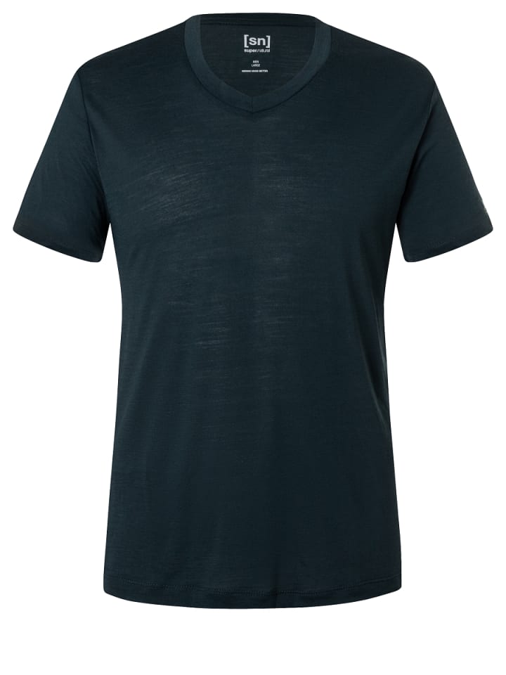Merino T-Shirt M SIERRA140 V NECK in blau