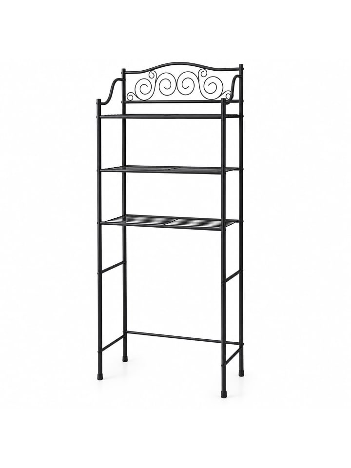 Waschmaschinenregal in Schwarz - (B)60 x (H)163 x (T)23 cm