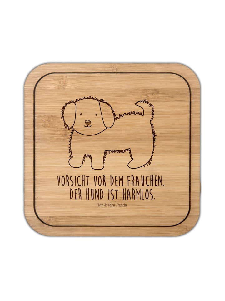 Untersetzer quadratisch Hund Flauschig mit Spruch in Transparent