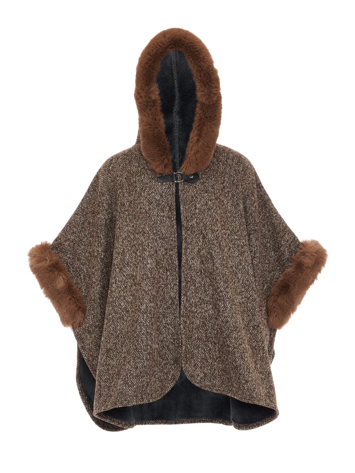 Damen Poncho in Braun