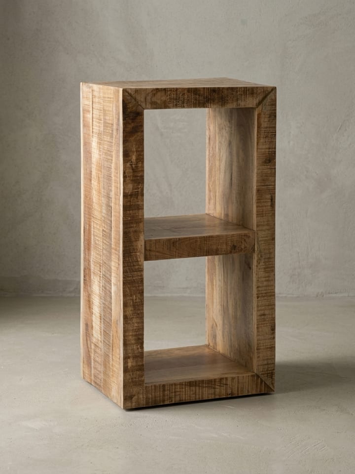 Holzregal EWA, rustikales Standregal im Vintage-Shabby-Look in Beige